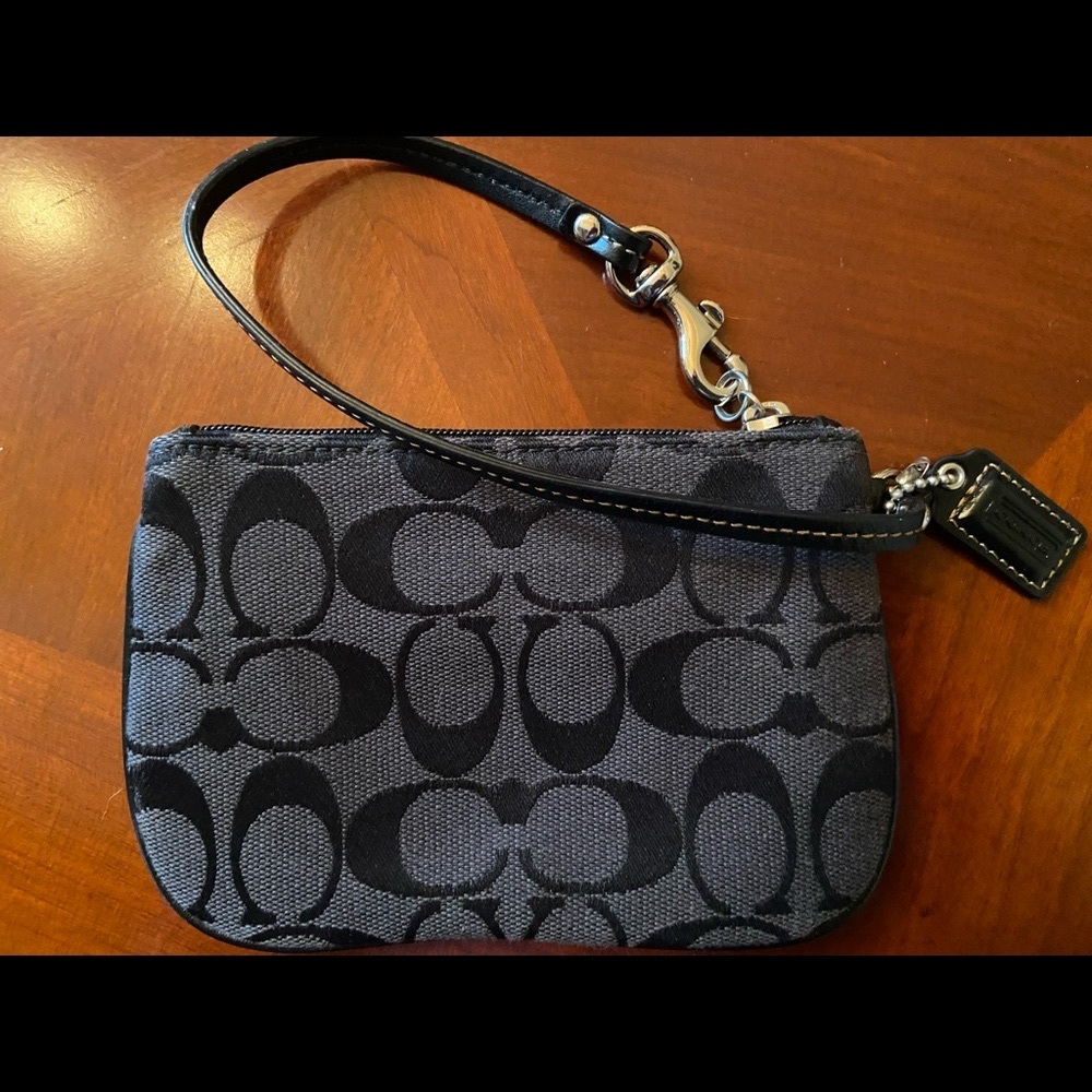 Vintage Coach black logo wristlet